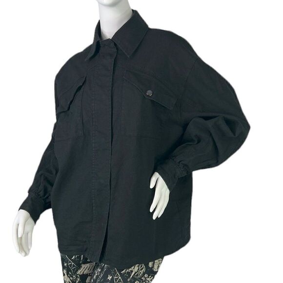 BA&SH Lady Shirt in Noir Black Canvas Size US 6 - Picture 1 of 13